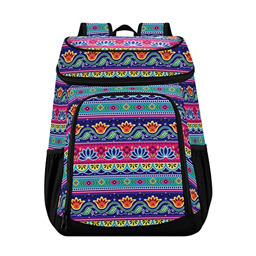 Indian Truck Floral Lotus Cooler Backpack Reusable Insulated Lunch Bag Large Capacity Cooler Bags for Women Men Picnic Work College Hiking Camping Office Beach von CHIFIGNO