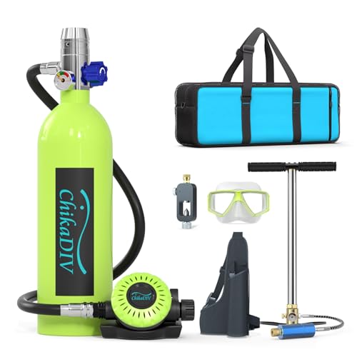 CHIKADIV Tauchflasche Mini Sauerstoffflasche Tauchen Tragbare Tauchausrüstung Set Mit 15 Bis 20 Minuten Taucher Set Tauchausrüstung Tragbare 1L D Green von CHIKADIV