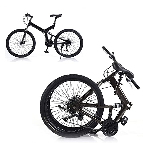 CHIMHOON Dirt Fahrrad 26 Zoll Mountainbike für Erwachsene und Jugendliche 21-Gang-Klapp-Schwarze Mountainbike mit Doppelscheibenbremsen Vorne und Hinten für 150KG (Vormontiert 85%) von CHIMHOON