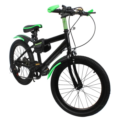 CHIMHOON Kinderfahrrad 20 Zoll Mountainbike für Kinder 7 Gang Fahrrad für Jungen und Mädchen Doppelscheibenbremse Stadtfahrrad aus Kohlenstoffstahl Geeignet für Kinder Von 130-150CM (Grün) von CHIMHOON