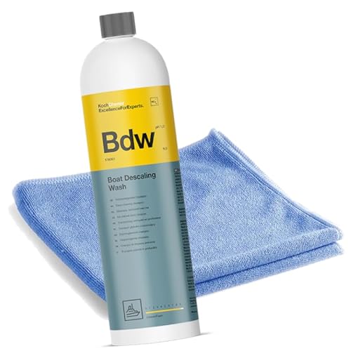 ChimpTools - Koch Chemie BDW Boat Descaling Wash Boot Shampoo 1L, Bootsreiniger Schiffsreiniger, Yachtenschampoo, GFK Reiniger - Säurebasiertes Bootsshampoo 1L + GRATIS Mikrofasertuch von CHIMP TOOLS PREMIUM CAR CARE PRODUCTS