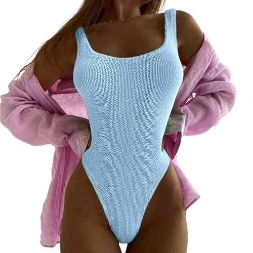 CHJING Bikini Einkömmlichen Badeanzug Frauen Monokini Badeanzug Schwimms Sommerstrand Kee-blau-XL von CHJING