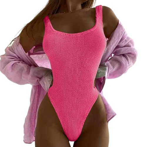 CHJING Bikini Einkömmlichen Badeanzug Frauen Monokini Badeanzug Schwimms Sommerstrand Kee-rosa-XL von CHJING