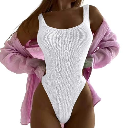 CHJING Bikini Einkömmlichen Badeanzug Frauen Monokini Badeanzug Schwimms Sommerstrand Kee-weiß-XL von CHJING