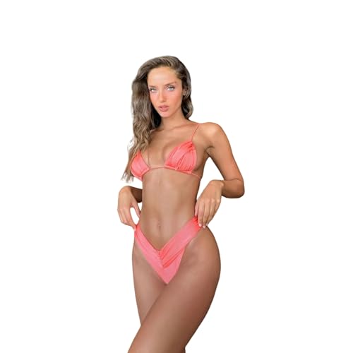 CHJING Bikini Verband Bikinis Set Solide Badeanzug Frauen Beachwear Sommer Badeanzug Weiblich-rosa-m von CHJING