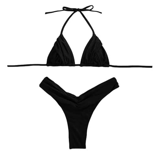 CHJING Bikini Verband Bikinis Set Solide Badeanzug Frauen Beachwear Sommer Badeanzug Weiblich-schwarz-l von CHJING