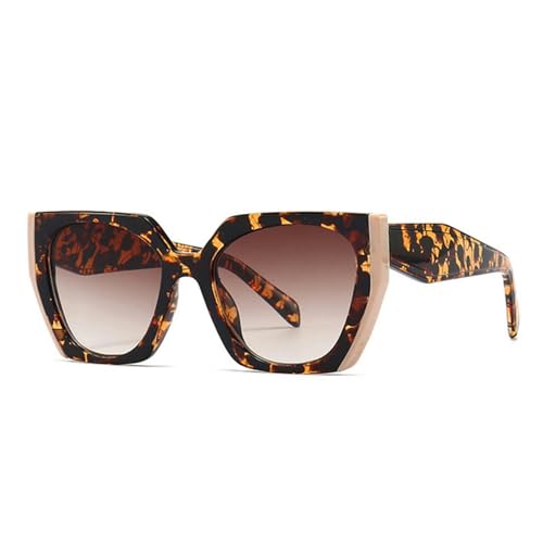 CHJING Sonnenbrille Herren Mode Unregelmäßige Quadratische Sonnenbrille Für Frauen Männer Retro Moderne Katzenauge Damen Sonnenbrille-Leopard Pin Grau-Wie Das Bild von CHJING