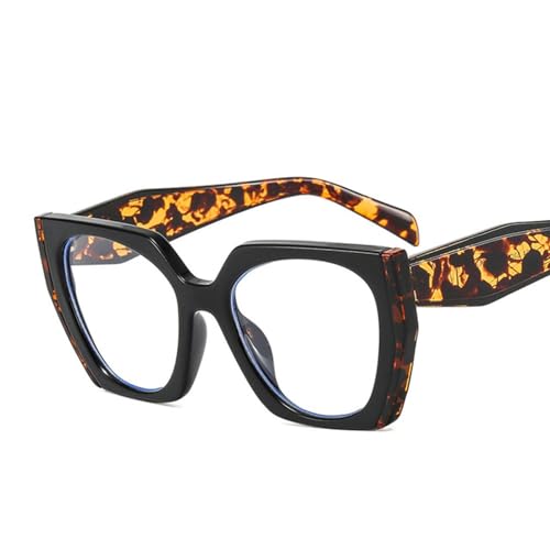 CHJING Sonnenbrille Herren Mode Unregelmäßige Quadratische Sonnenbrille Für Frauen Männer Retro Moderne Katzenauge Damen Sonnenbrille-Schwarzer Leopard-Wie Das Bild von CHJING