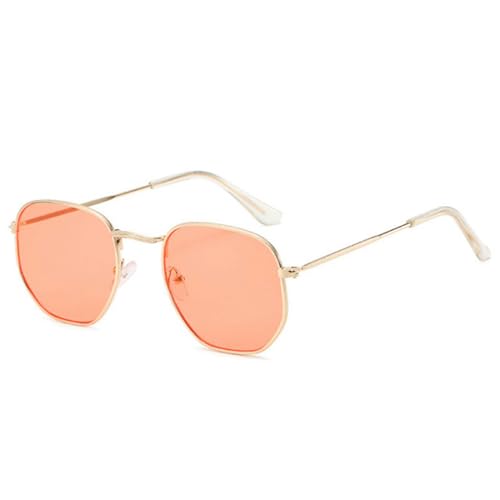 CHJING Sonnenbrille Herren Quadratische Retro -Sonnenbrille Mann Klassische Vintage Sonnenbrille Männliche Brille Kleiner Rahmen Metall-Gelee Rot-Andere von CHJING