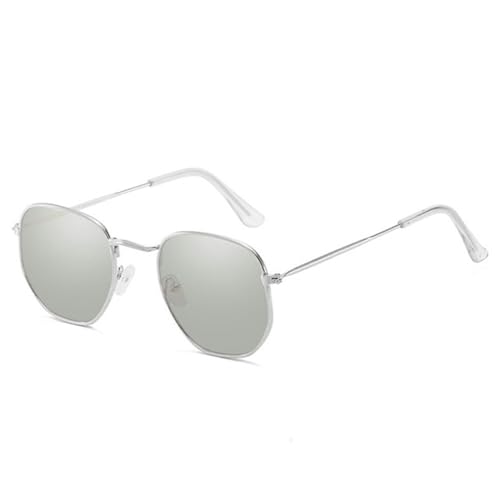 CHJING Sonnenbrille Herren Quadratische Retro -Sonnenbrille Mann Klassische Vintage Sonnenbrille Männliche Brille Kleiner Rahmen Metall-Silber Silber-Andere von CHJING