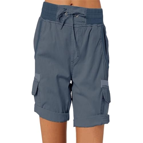 CHQS Lässige, lockere Damen-Shorts mit hoher Taille, lässige, Elegante Baumwoll-Cargo-Shorts mit hoher Taille für Damen (Shape-F,XXL) von CHQS