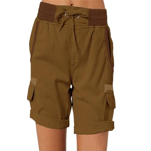 CHQS Lässige, lockere Damen-Shorts mit hoher Taille, lässige, Elegante Baumwoll-Cargo-Shorts mit hoher Taille für Damen (Shape-G,XXL) von CHQS
