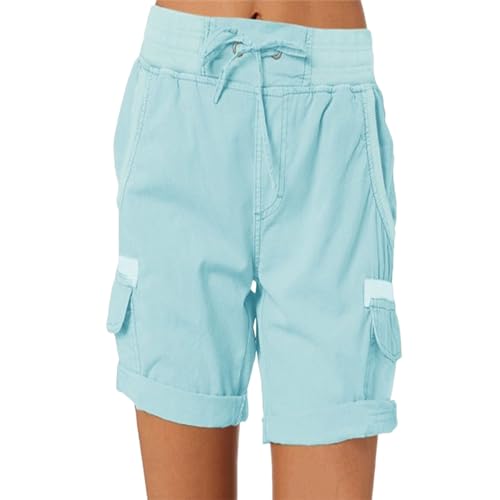 CHQS Lässige, lockere Damen-Shorts mit hoher Taille, lässige, Elegante Baumwoll-Cargo-Shorts mit hoher Taille für Damen (Shape-H,L) von CHQS