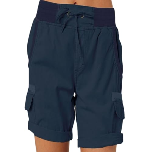 CHQS Lässige, lockere Damen-Shorts mit hoher Taille, lässige, Elegante Baumwoll-Cargo-Shorts mit hoher Taille für Damen (Shape-L,XL) von CHQS