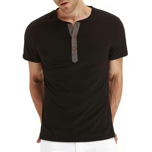 CHQS T Shirt Herren Fashion Design Slim Fit T-Shirts Männliche Tops T-Shirts Kurzarm T-Shirt Für Männer-schwarz-Uns M von CHQS
