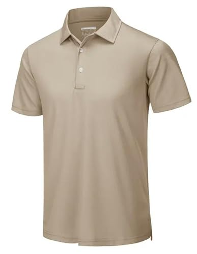 CHQS T Shirt Herren Sommer Casual T-Shirts Herren Kurzarm Shirts Button Down Work Hemden Tee Sportpullover-Khaki-cn 2XL (us L) von CHQS