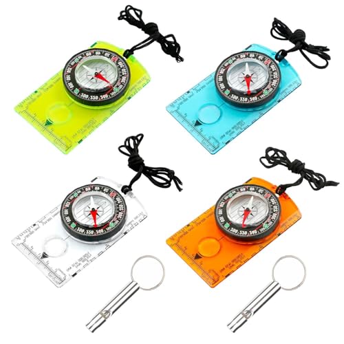 CHROMACRAFT 4 Stück Outdoor-Kompasse Und 2 Stück Metallpfeifen, Wasserdichter Kompass, Multifunktionaler Kompass, Tragbarer Kompass, Outdoor-Ausrüstung von CHROMACRAFT
