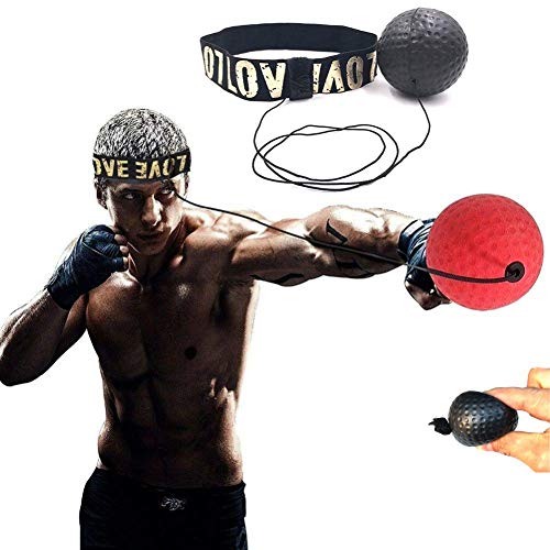 CHRONSTYLE Box-Ausrüstung mit Kopfband, Box-Ball, Fitness, Sanda, Speed-Training, für Erwachsene, Reaktionsreflex-Punch, Schlaggeschwindigkeit Hand-Augen-Koordination (Stirnband + Roter Ball, 64 mm) von CHRONSTYLE