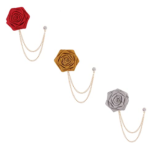 3 Stück Rose-Blumen-Brosche Pins，Pin Blume Set，für Anzug, Ansteckblume, Hochzeitsanstecker Brosche. von CHUANGOU