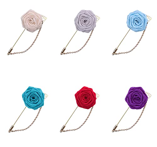 6 Stück Rose-Blumen-Brosche Pins，Pin Blume Set，für Anzug, Ansteckblume, Hochzeitsanstecker Brosche. von CHUANGOU