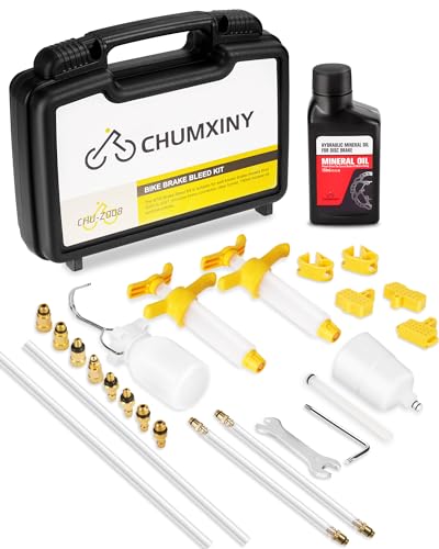 CHUMXINY Entlüftungsset für Shimano, Tektro und Magura Hydraulische Scheibenbremsen. Fahrrad Entlüftungskit Inklusive Messing-Anschluss,150ML Mineralöl Bremsflüssigkeit. von CHUMXINY