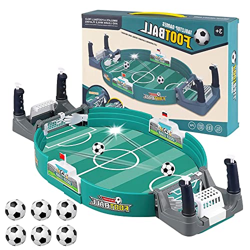 CHmiss Interaktives Tischfußballspiel mit 6 Fußbälle, Mini Tischkicker Desktop Spielzeug Tisch Fußball Kit, Innen 2-Spieler-Party-Tischkicker-Spielzeug-Geschenk für Kinder Erwachsene (6-Ball) von CHmiss