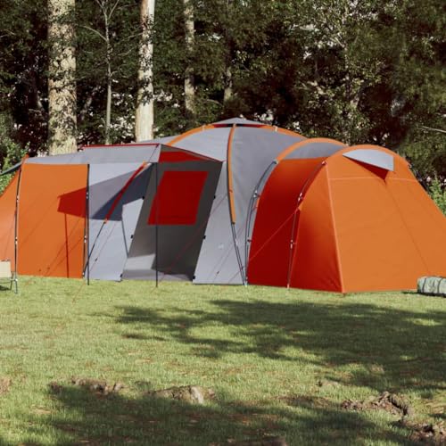 Campingzelt 12 Personen Grau & Orange 840x720x200 cm 185T TAFT, CIADAZ Caming Zelt, Camping Markise Zelt, Camping Tents, Camping-Zelt - 94348 von CIADAZ