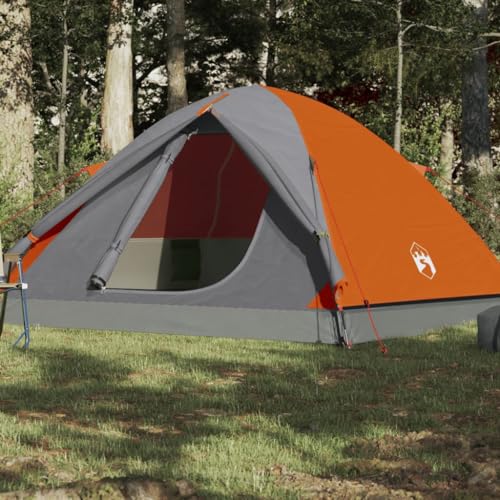 Campingzelt 3 Personen Grau & Orange 240x217x120 cm 190T TAFT, CIADAZ Caming Zelt, Camping Markise Zelt, Camping Tents, Camping-Zelt - 94411 von CIADAZ