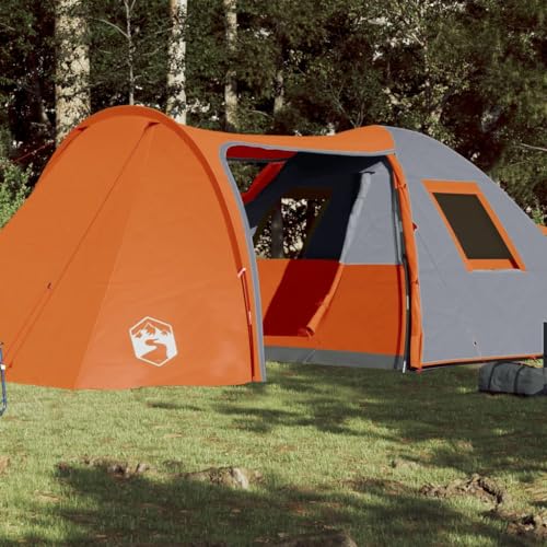 Campingzelt 6 Personen Grau & Orange 466x342x200 cm 185T TAFT, CIADAZ Caming Zelt, Camping Markise Zelt, Camping Tents, Camping-Zelt - 94355 von CIADAZ