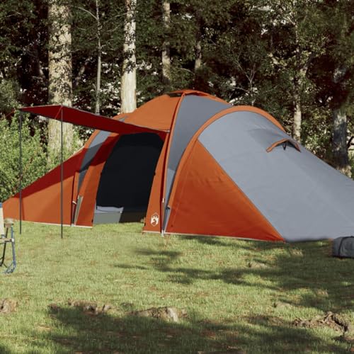 Campingzelt 6 Personen Grau & Orange 576x238x193 cm 185T TAFT, CIADAZ Caming Zelt, Camping Markise Zelt, Camping Tents, Camping-Zelt - 94345 von CIADAZ