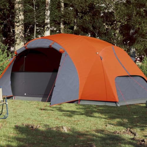 Campingzelt 8 Personen Grau & Orange 360x430x195 cm 190T TAFT, CIADAZ Caming Zelt, Camping Markise Zelt, Camping Tents, Camping-Zelt - 94423 von CIADAZ