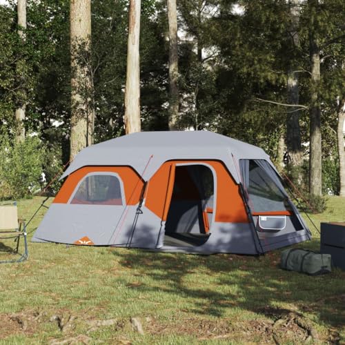 Campingzelt 9 Personen Grau und Orange 441x288x217 cm, CIADAZ Caming Zelt, Camping Markise Zelt, Camping Tents, Camping-Zelt - 94300 von CIADAZ