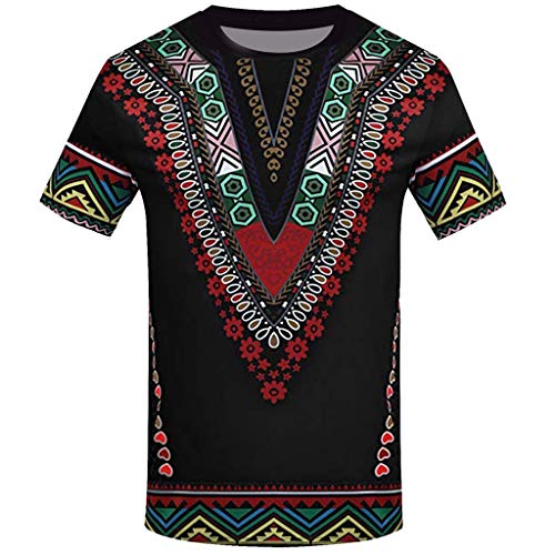 CICIYONER Bluse für Herren, Mode-afrikanisches gedrucktes T-Shirt der Männer Kurzarm Freizeithemd Tops Runder T-Shirt mit Runddruck im Ethno-Stil S-2XL von CICIYONER