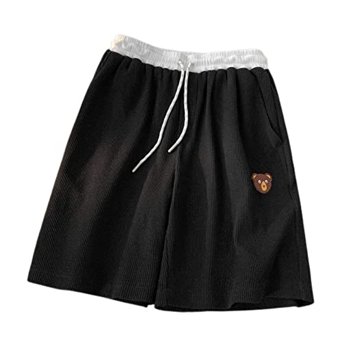 Shorts Herren Sommer Casual Herren Shorts Streetwear Basketball Print Shorts-Black,L(55-65Kg) von CIGOLD