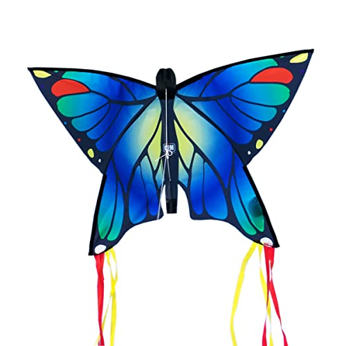 CIM Leichtwind Schmetterling Drachen - Butterfly Blue - Einleiner Flugdrachen für Kinder ab 3 Jahren - 58x40cm - inkl. 20m Drachenschnur - fertig aufgebaut - sofort flugbereit von CIM