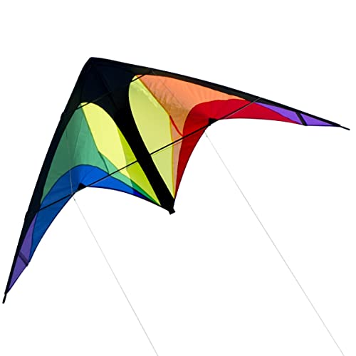 CIM Lenkdrachen - Power Hawk Rainbow - für leichten bis kräftigen Wind - Abmessung: 155x75cm - inkl. Steuerleinen auf Winder mit Schlaufen von CIM