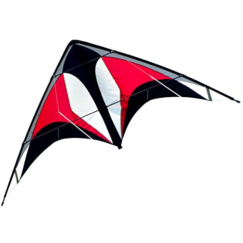 CIM Lenkdrachen - Power Hawk Red Black - für leichten bis kräftigen Wind - Abmessung: 155x75cm - inkl. Steuerleinen auf Winder mit Schlaufen von CIM