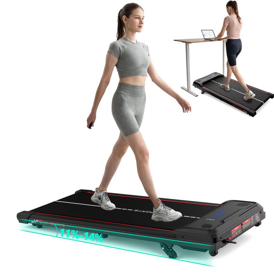 CITYSPORTS Laufband WP6 Walking/Jogging Pad 440W mit klappbarem Steigung (Mit toolkit, mit Schmiermittel), für zuhause mit Fernbedienung Bluetooth LED Dispaly,1-6KM/H von CITYSPORTS