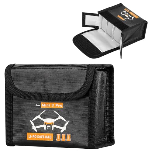 CJBIN Lipo Safe Bag für Mini 3 Pro, Großer Explosionsgeschützte Feuerfeste Tasche, Lipo Bag Feuerfest zum 3 Stück Akkus Aufbewahren, Strahlenschutz Akku Tasche, Akku Aufbewahrungstasche für RC Drohne von CJBIN
