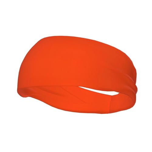 Orange-Rot, einfarbig, feuchtigkeitsableitendes Workout-Stirnband, Schweißband, Sport-Stirnband für Laufen, Radfahren, Basketball, Yoga, Fitness, Workout, dehnbar, Unisex-Hirband von CKCICSCS