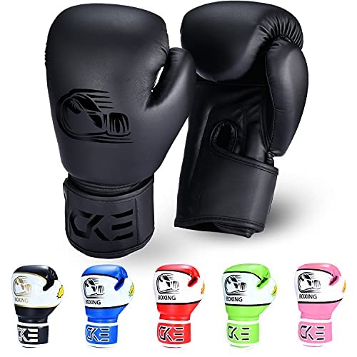 CKE Boxhandschuhe für Männer Frauen Kinder Training Boxhandschuhe für Boxsack Kickboxen Muay Thai Sparring Gloves, Heavy Bag Handschuhe zum Boxen MMA (Schwarz, 12oz) von CKE