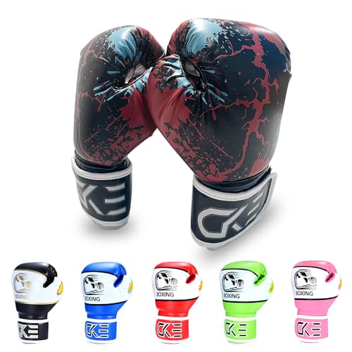 CKE Kinder Boxhandschuhe für Kinder Jungen Mädchen Jungen Jungen Jugendliche Toddlers Alter 5-12 Jahre Trainingshandschuhe für Boxsack Kickboxing Muay Thai (Red&Black) von CKE