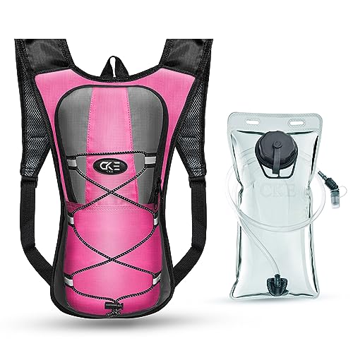 CKE Trinkrucksack mit 2L TPU-Trinkblase, Taktischer Wasserrucksack für Männer und Frauen, Trinkrucksack zum Wandern, Radfahren, Laufen Klettern - Rot von CKE