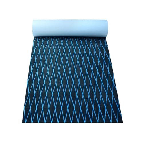 CKryzillix Boot Bodenbelag Eva Foam Selbstklebend 1900 * 350 * 6MM Eva Boot Decking Blatt Marine Bodenbelag Anti Slip Pad Mit Rhombus Diamant Muster Selbst-Adhesive Surfbrett Traktion(Black Blue) von CKryzillix
