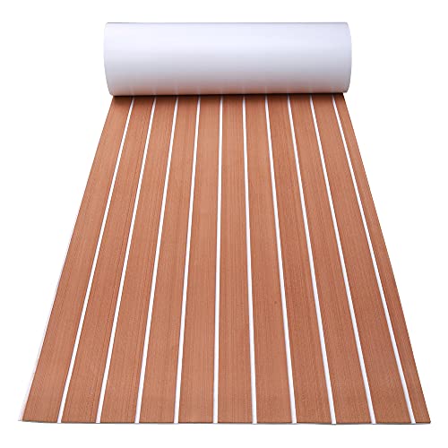 CKryzillix Boot Bodenbelag Eva Foam Selbstklebend 2400mmx450mmx5mm. Eva Schaumboot-Boot-Bodenbelag Swim Pool MAT Yacht Dekorative Meereteppich selbstklebend gestreift(Brow with White) von CKryzillix