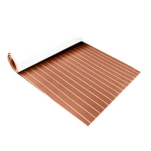 CKryzillix Boot Bodenbelag Eva Foam Selbstklebend 6mm Selbstkleber Eva Schaum-Teak-Blatt Marine Boot Yacht Synthetische Terrassendielen Schaumstoff Bodenmatte Bodenbelag Schwarze Linien(Brown 2) von CKryzillix