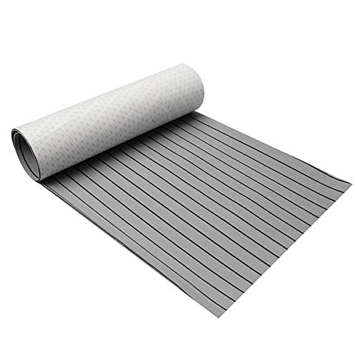 CKryzillix Boot Bodenbelag Eva Foam Selbstklebend 6mm Selbstkleber Eva Schaum-Teak-Blatt Marine Boot Yacht Synthetische Terrassendierungen Schaumstoff Bodenmatte Bodenbelag grau schwarz 240 * 45 cm von CKryzillix
