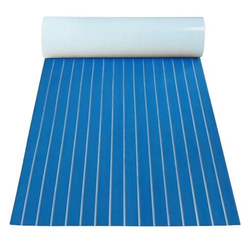 CKryzillix Boot Bodenbelag Eva Foam Selbstklebend Blau Weiß Eva Schaum Boot Bodenbelag Faux Teak Decking Blatt Pad for Decor Anti Skid Matte 2400x450x6mm von CKryzillix