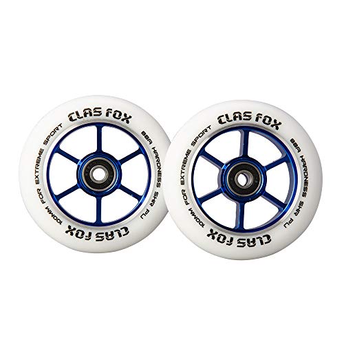 CLAS FOX Pro Stunt Scooter Rollen Roller Räder Wheels 100mm EIN Paar mit ABEC-9 Kugellager CNC Metallkern Graviti (2 stücke) (Blau) von CLAS FOX