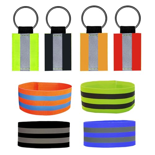 CLKE 8 Stück Reflektoren Joggen, Reflektoren Anhänger und Reflektoren Armband, Laufen Zubehör, Reflektoren Rucksack, Hosenklammer Fahrrad, Reflektor für Nachtradeln und Nachtlaufen von CLKE